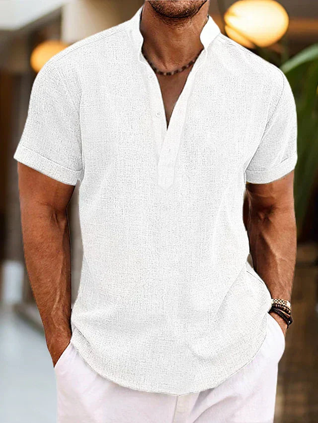 Short Sleeve Henley Shirt for Men