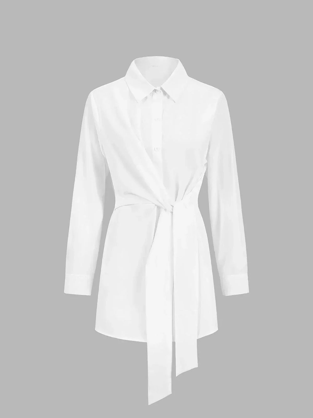 Oversized Tie-Front Long Sleeve Shirt for Women