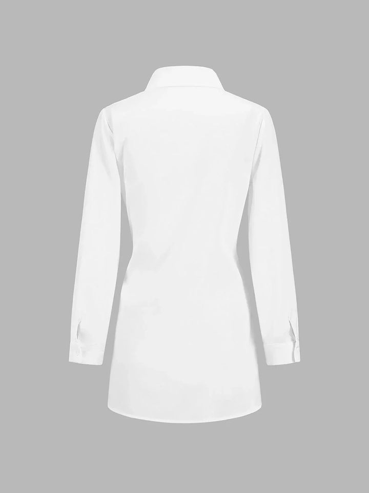 Oversized Tie-Front Long Sleeve Shirt for Women
