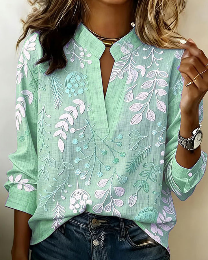 Floral V-Neck Blouse for Women