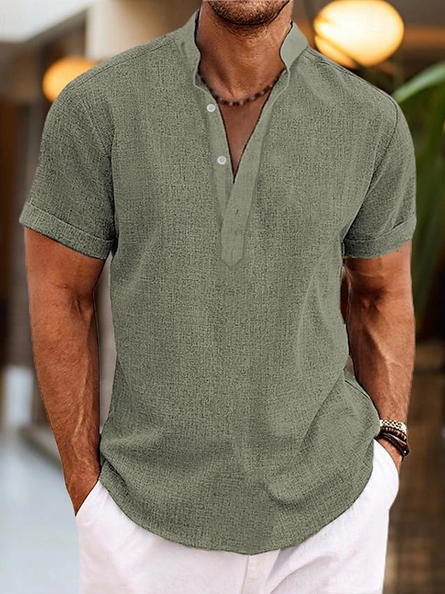 Short Sleeve Henley Shirt for Men