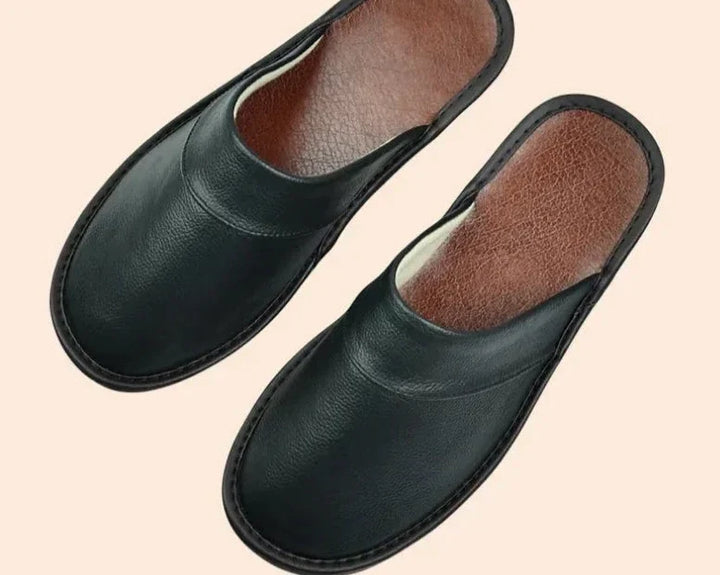 Leather Slip-On Slippers for Men