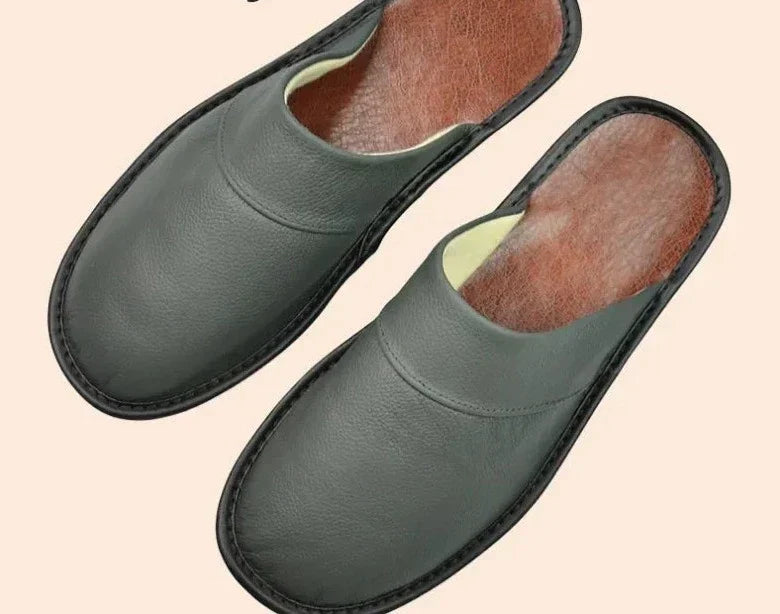 Leather Slip-On Slippers for Men