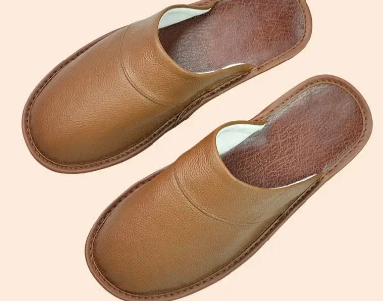 Leather Slip-On Slippers for Men