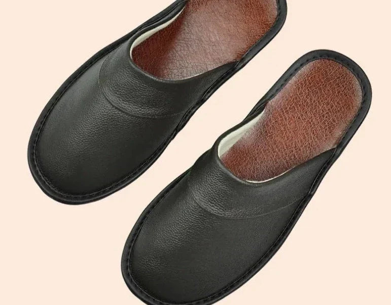 Leather Slip-On Slippers for Men