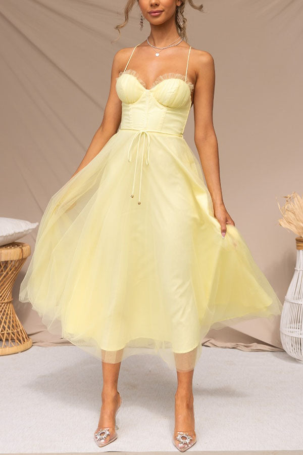 Tulle Skirt Midi Dress for Women