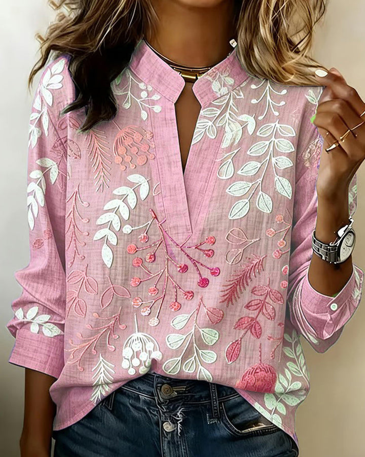 Floral V-Neck Blouse for Women