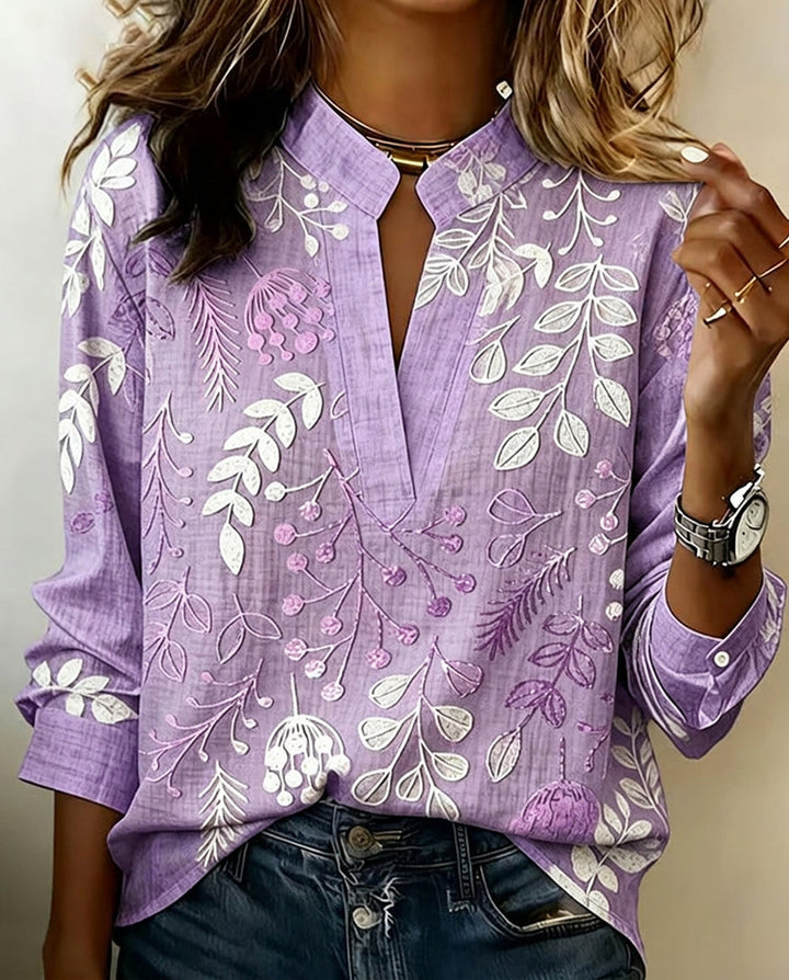 Floral V-Neck Blouse for Women