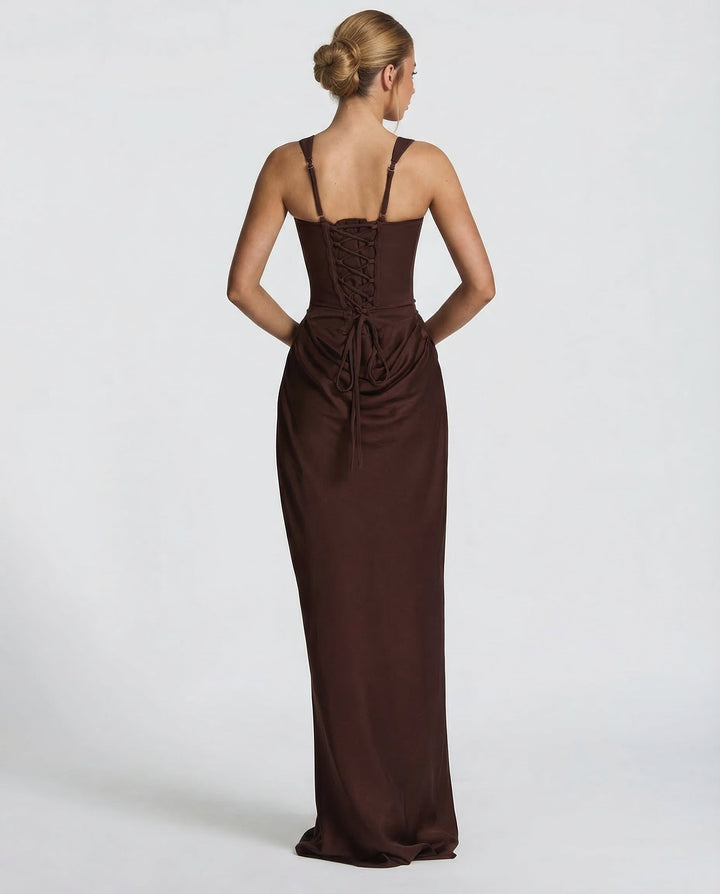 Square Neck Draped Waist Maxi Dress for Women