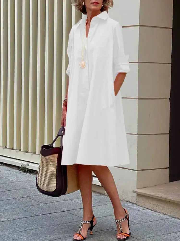 Relaxed Shirt Midi Dress for Women