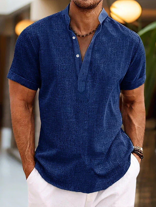 Short Sleeve Henley Shirt for Men