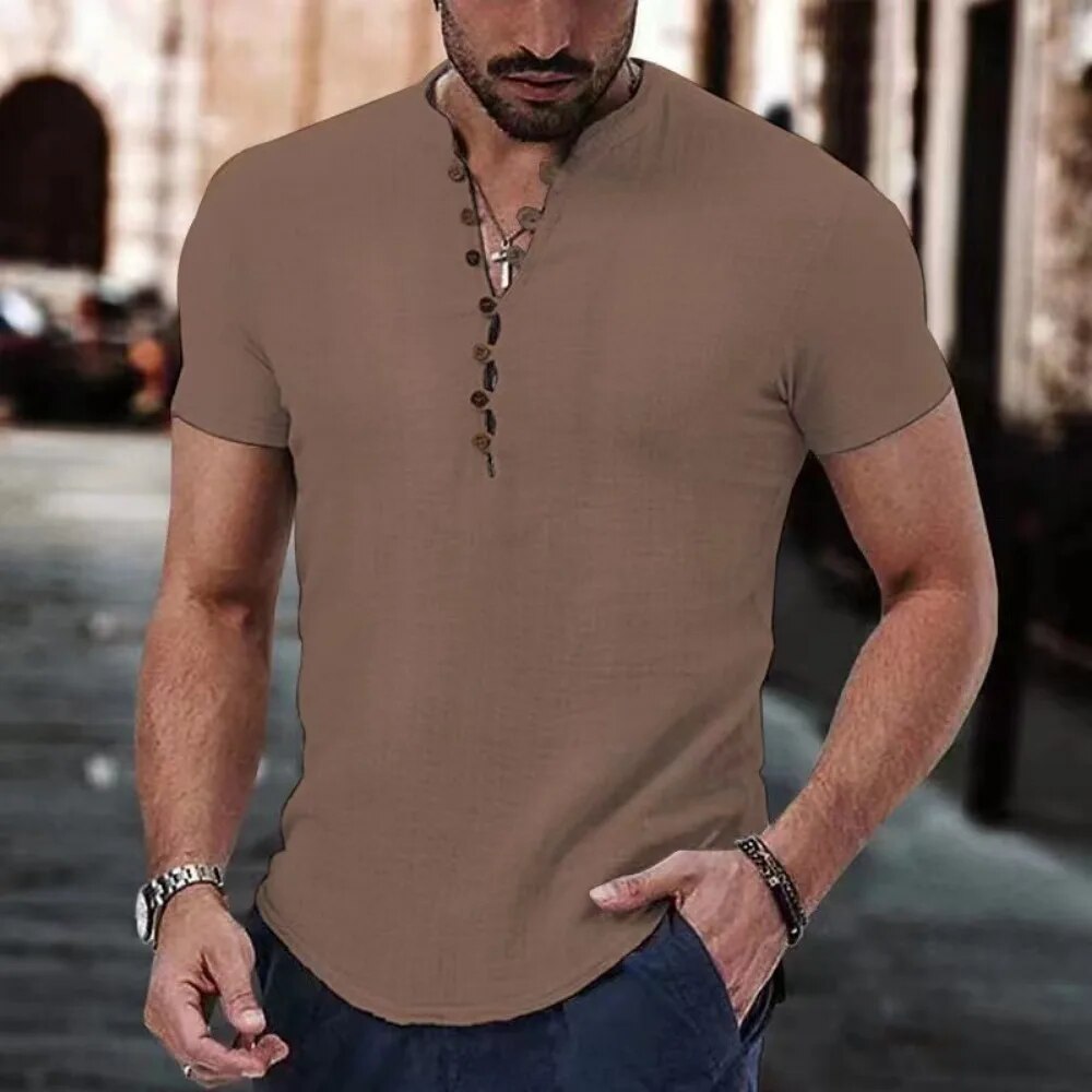 Henley Short Sleeve T-Shirt for Men