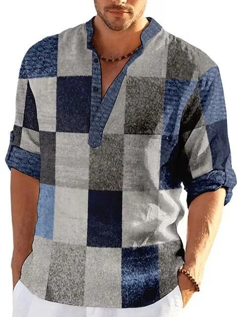 Patchwork Print Casual Shirt for Men