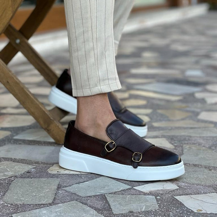 Buckle Leather Loafers for Men