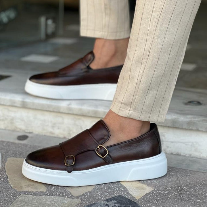 Buckle Leather Loafers for Men