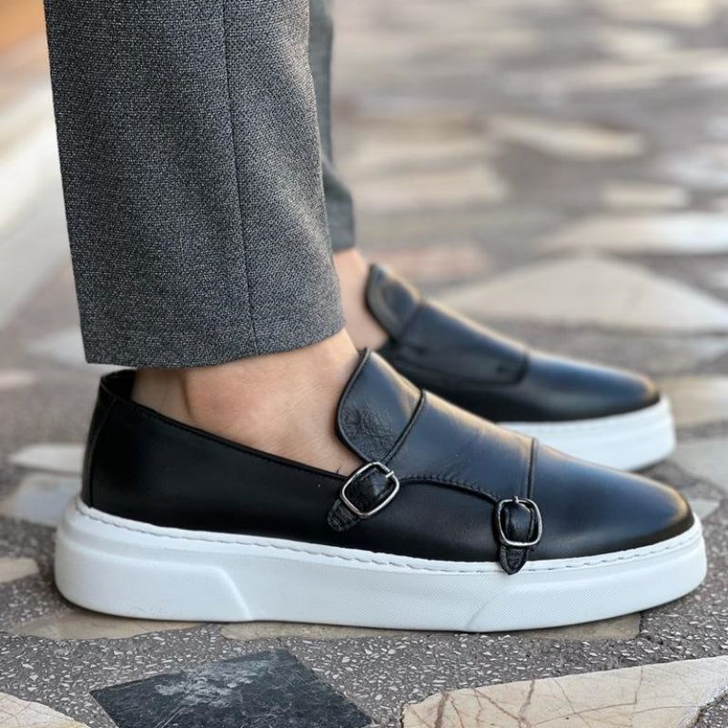 Buckle Leather Loafers for Men