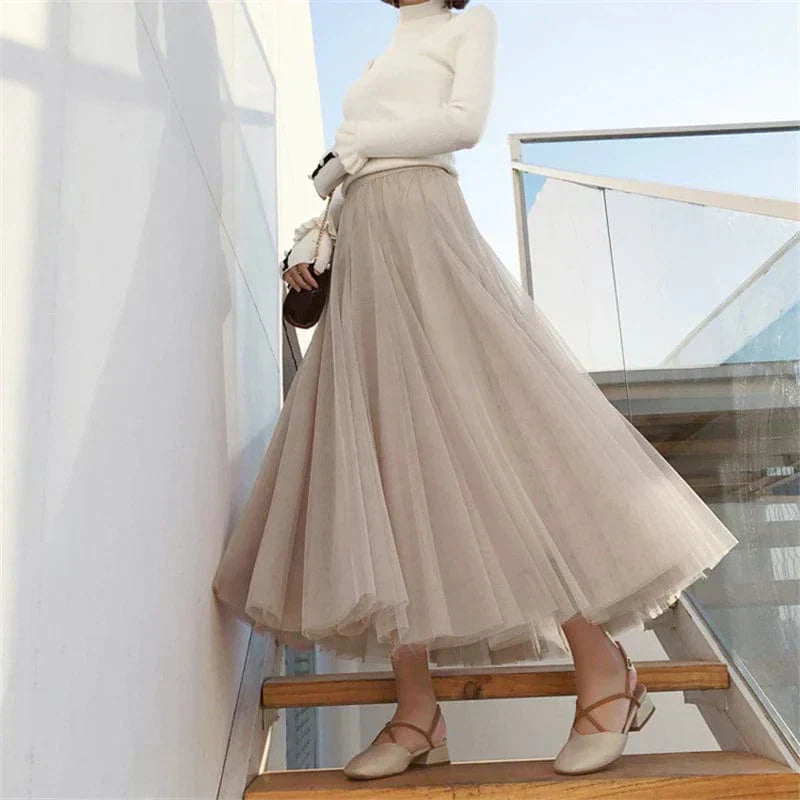 Layered Tulle Maxi Skirt for Women