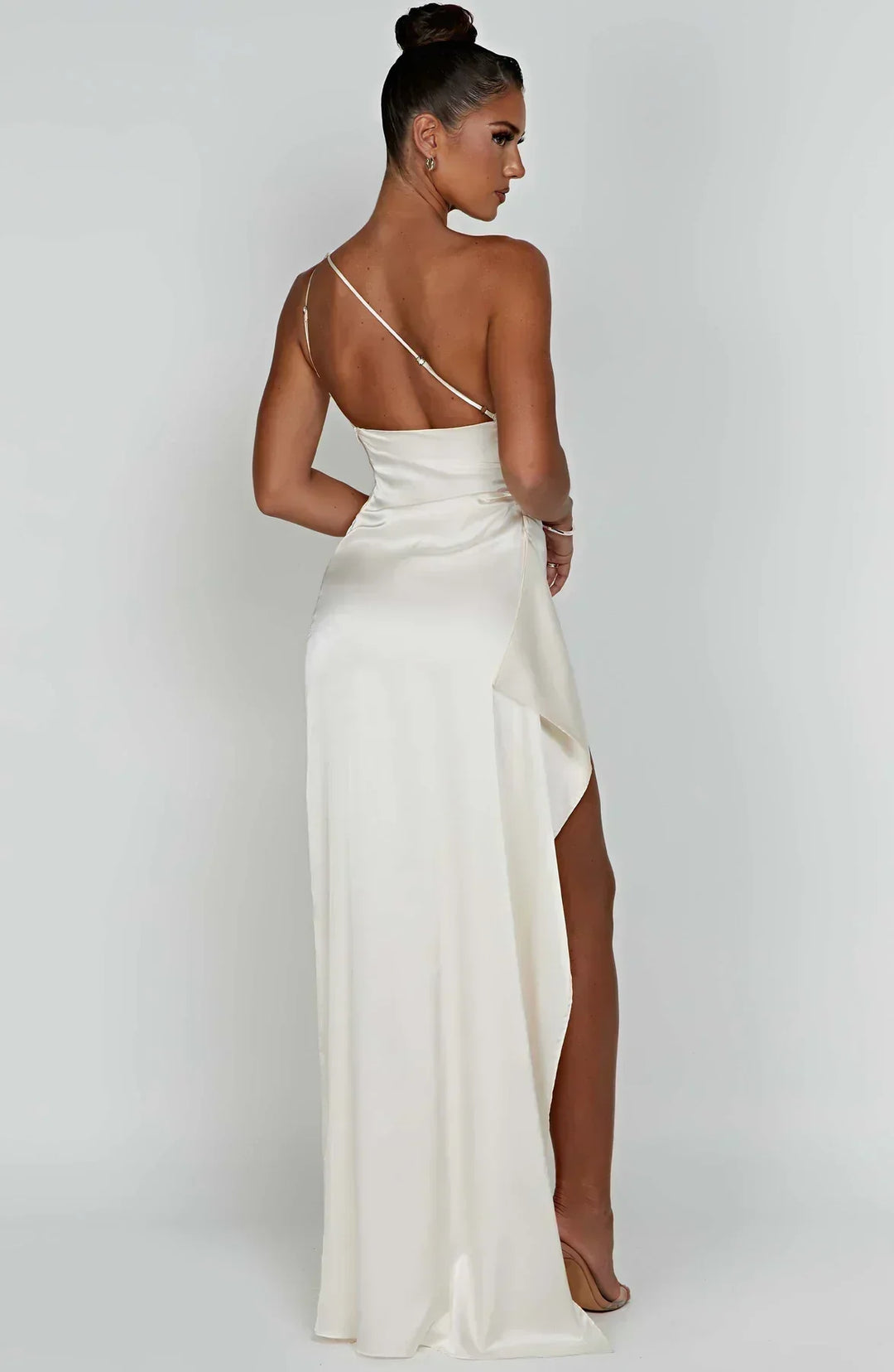One Shoulder Satin Maxi Dress for Women