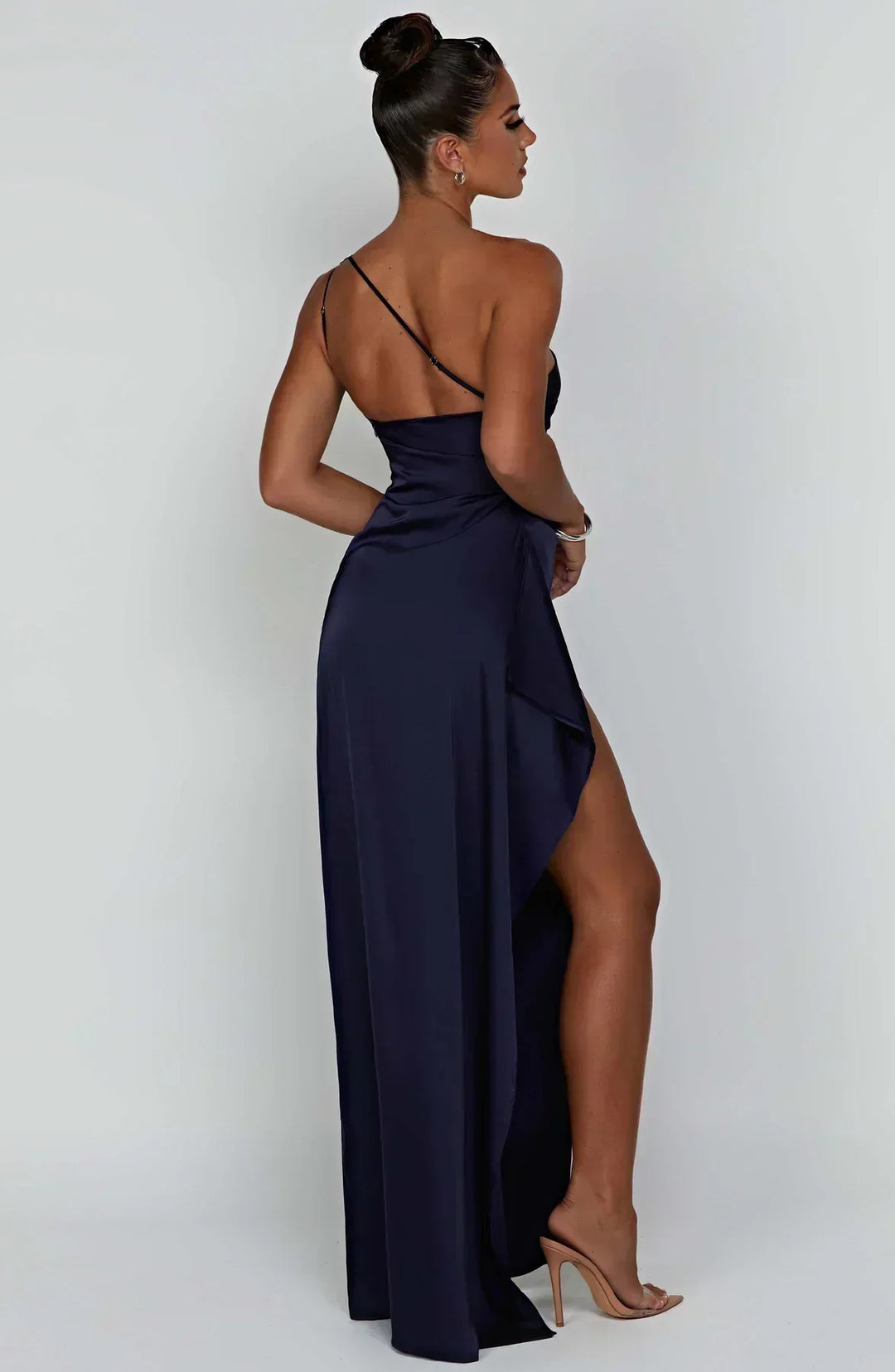 One Shoulder Satin Maxi Dress for Women