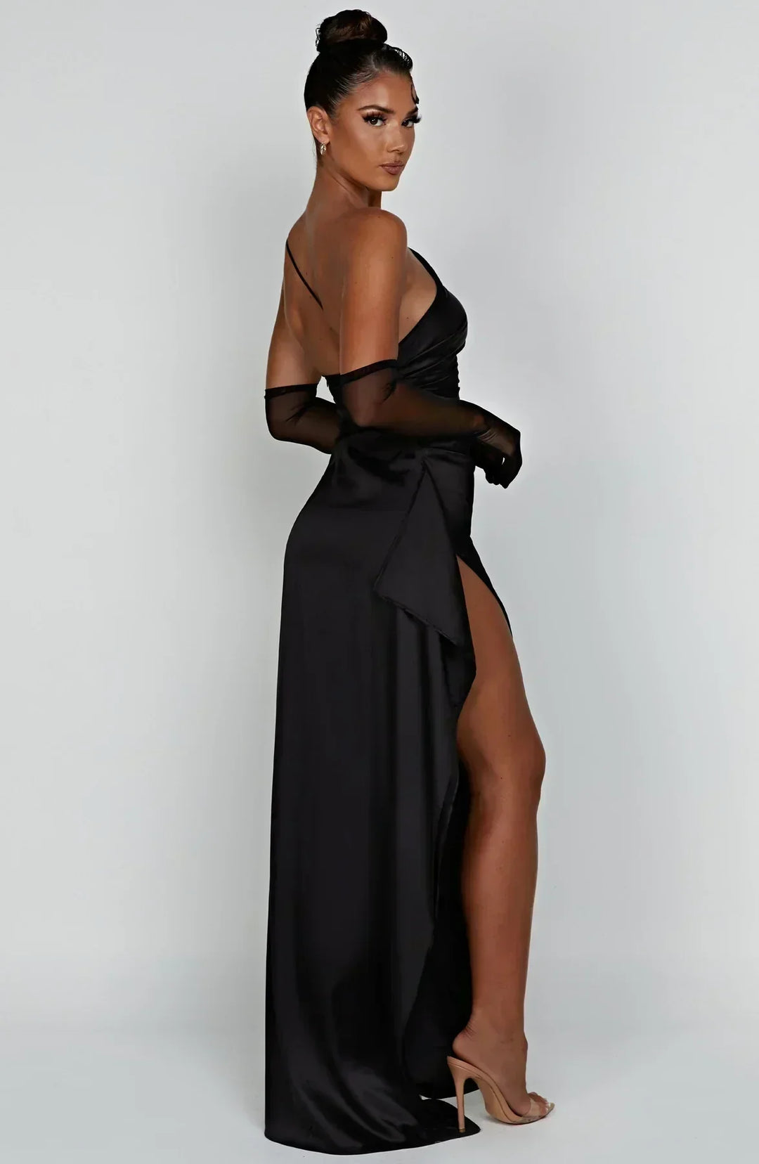 One Shoulder Satin Maxi Dress for Women