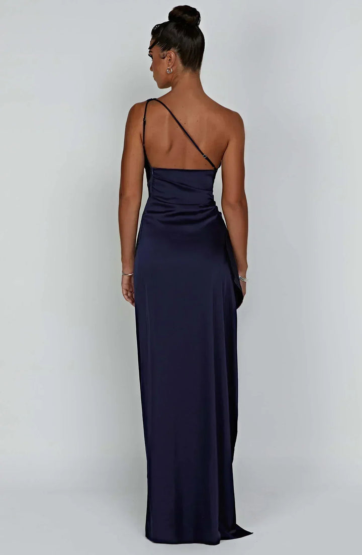 One Shoulder Satin Maxi Dress for Women