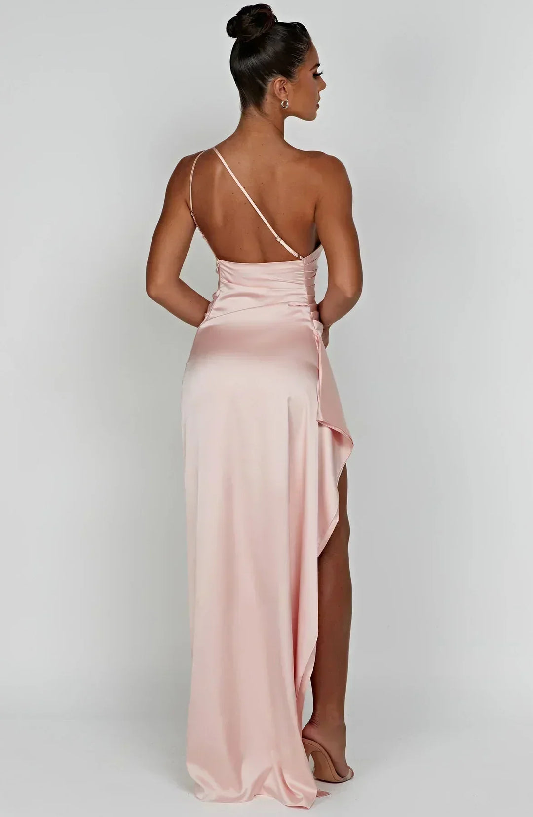 One Shoulder Satin Maxi Dress for Women
