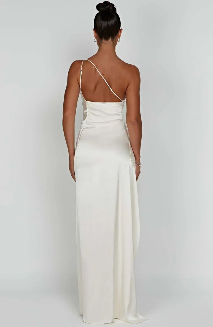 One Shoulder Satin Maxi Dress for Women