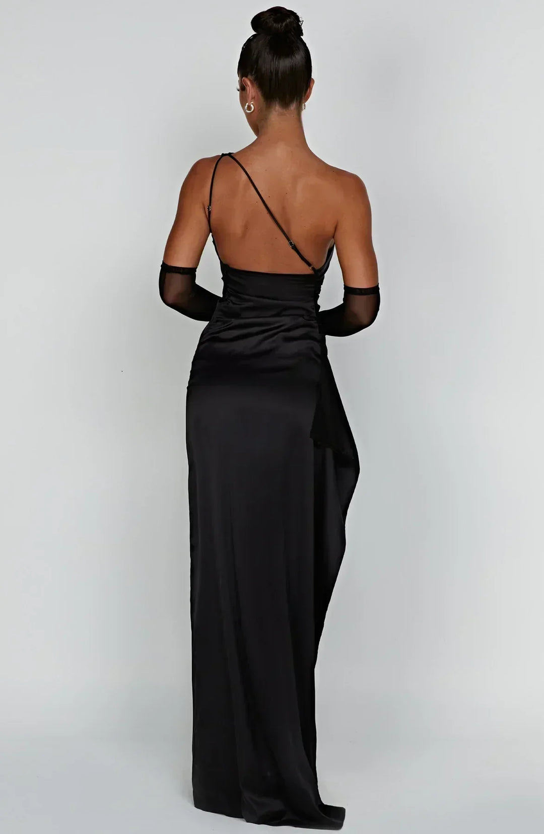 One Shoulder Satin Maxi Dress for Women