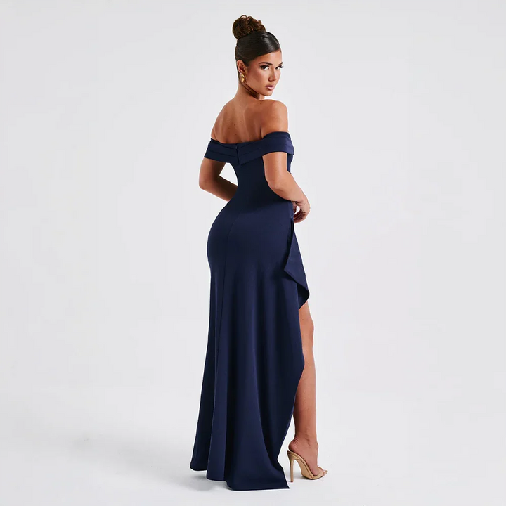 Off-Shoulder Maxi Dress with Slit for Women
