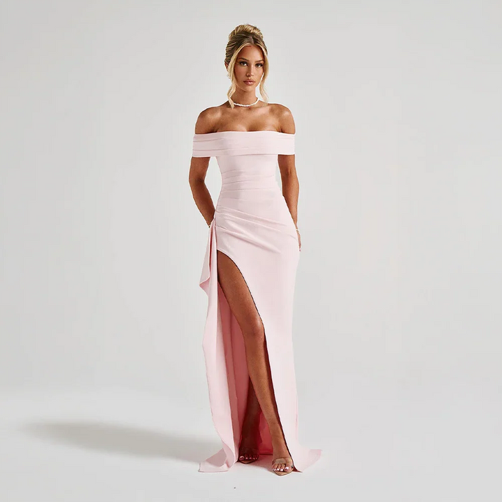 Off-Shoulder Maxi Dress with Slit for Women