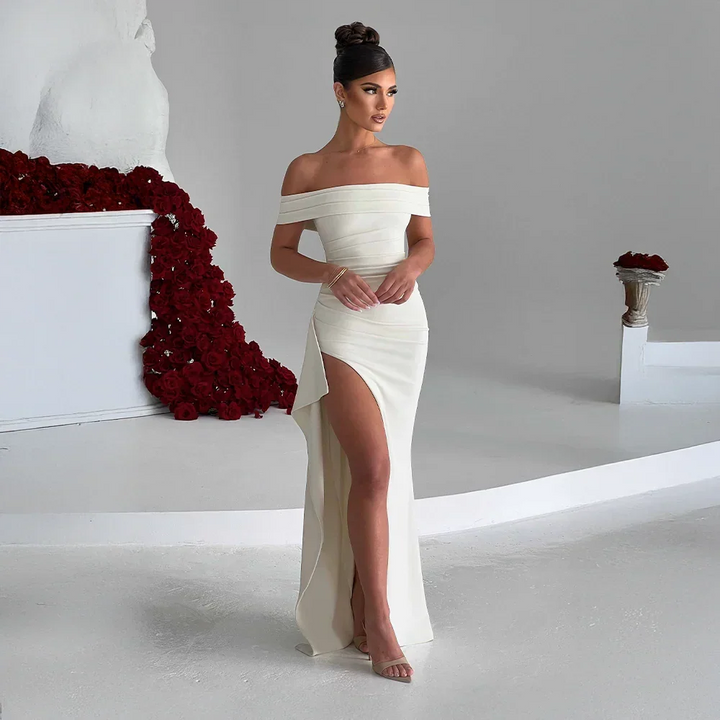 Off-Shoulder Maxi Dress with Slit for Women
