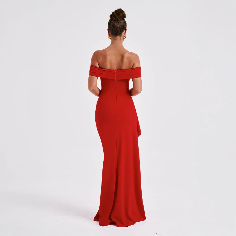 Off-Shoulder Maxi Dress with Slit for Women