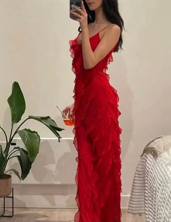 Ruffled Strappy Maxi Dress for Women