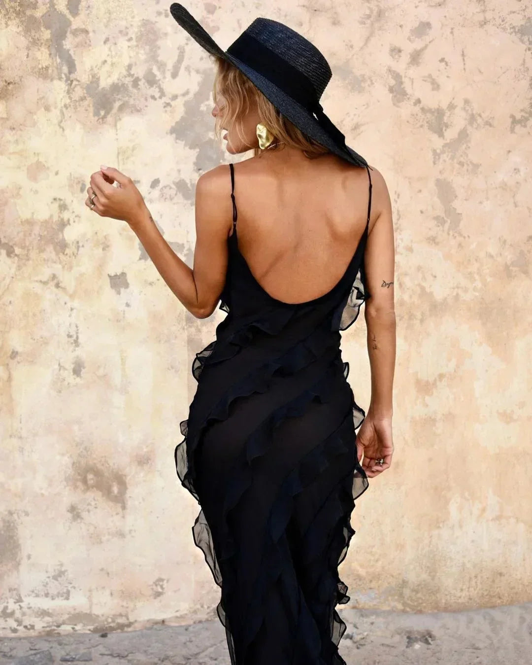 Ruffled Strappy Maxi Dress for Women
