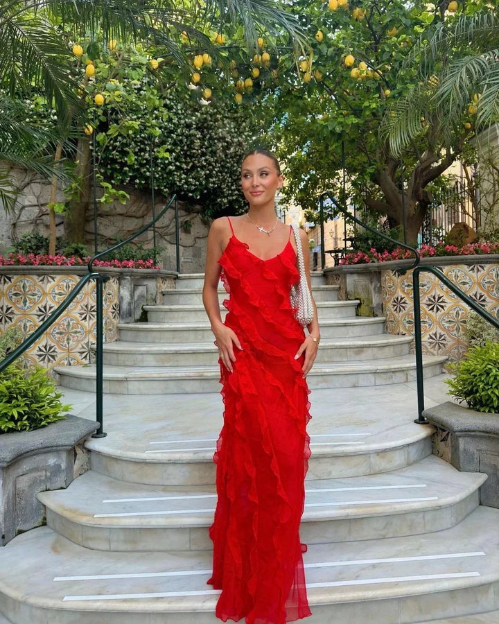 Ruffled Strappy Maxi Dress for Women