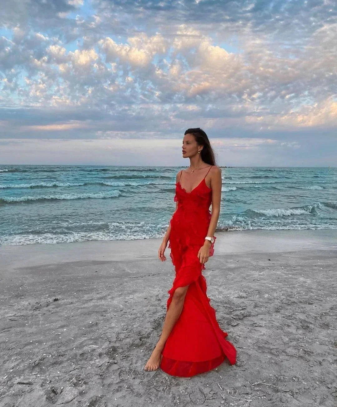 Ruffled Strappy Maxi Dress for Women