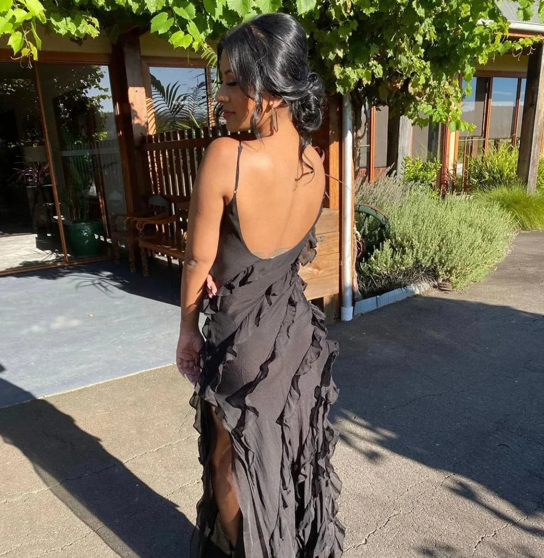 Ruffled Strappy Maxi Dress for Women