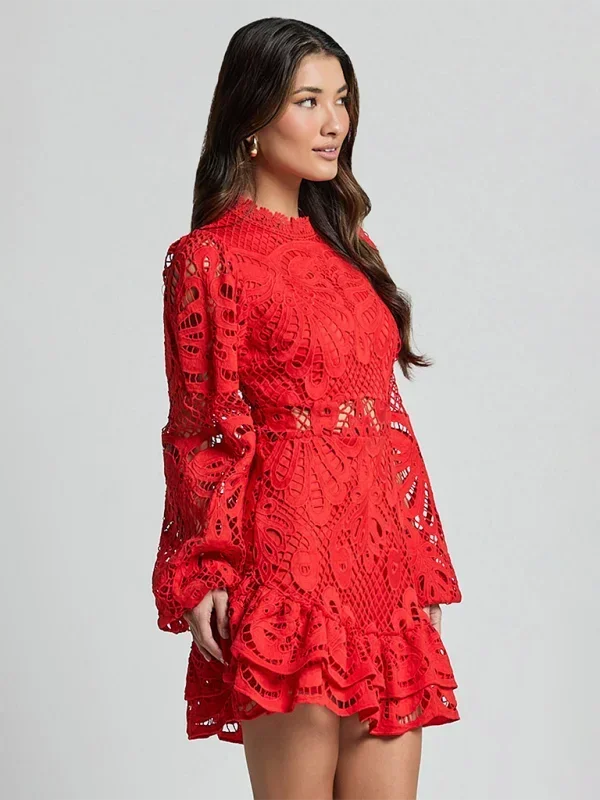 Lace Ruffle Mini Dress for Women