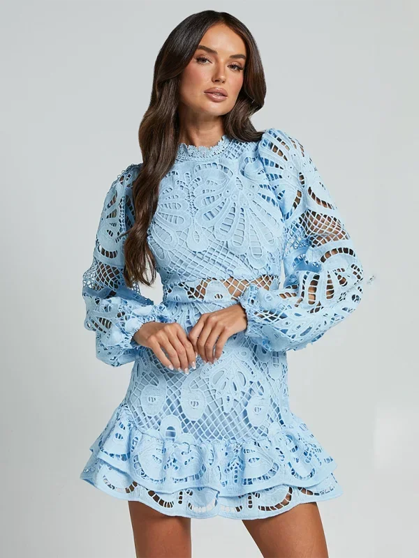 Lace Ruffle Mini Dress for Women