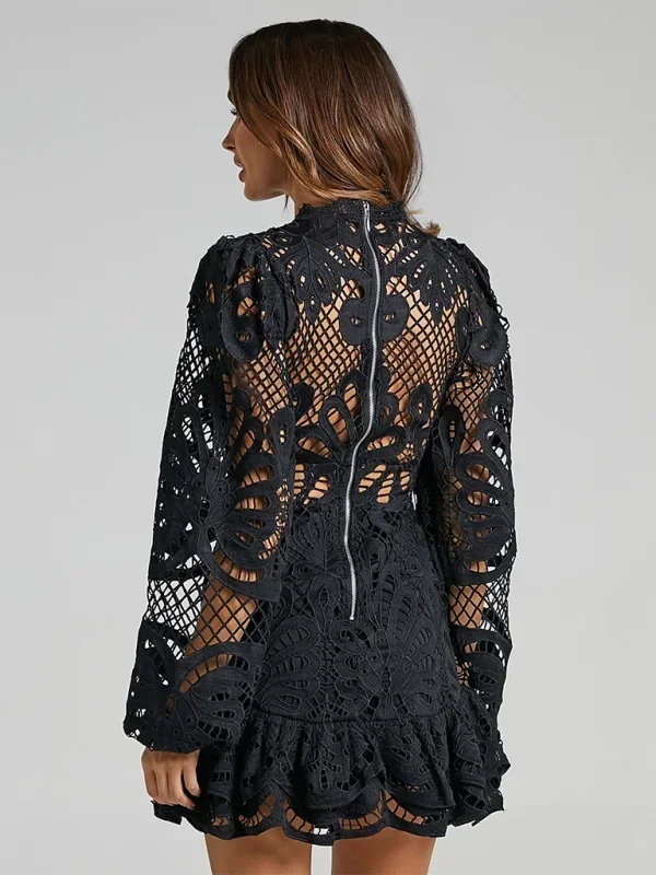 Lace Ruffle Mini Dress for Women
