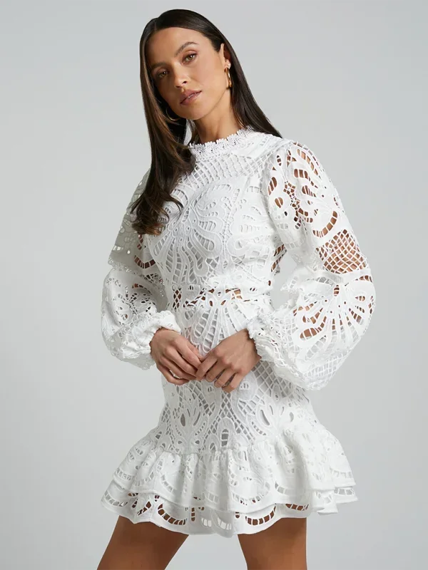 Lace Ruffle Mini Dress for Women