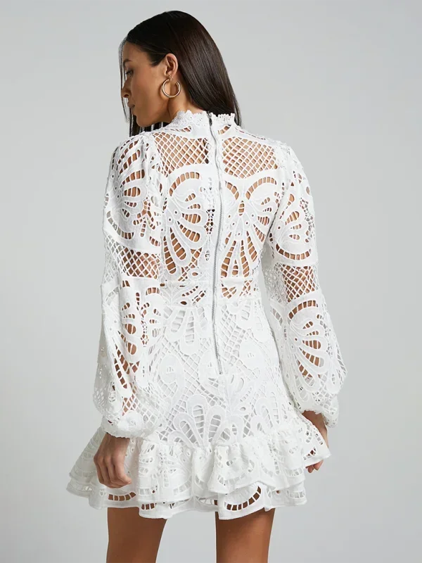 Lace Ruffle Mini Dress for Women