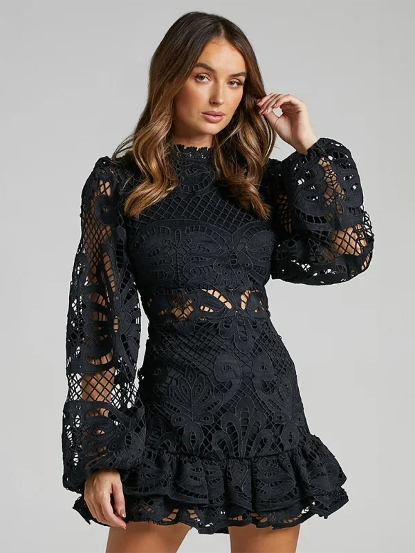 Lace Ruffle Mini Dress for Women