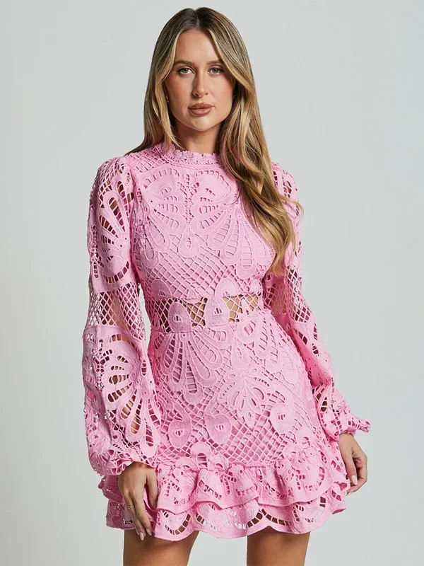 Lace Ruffle Mini Dress for Women