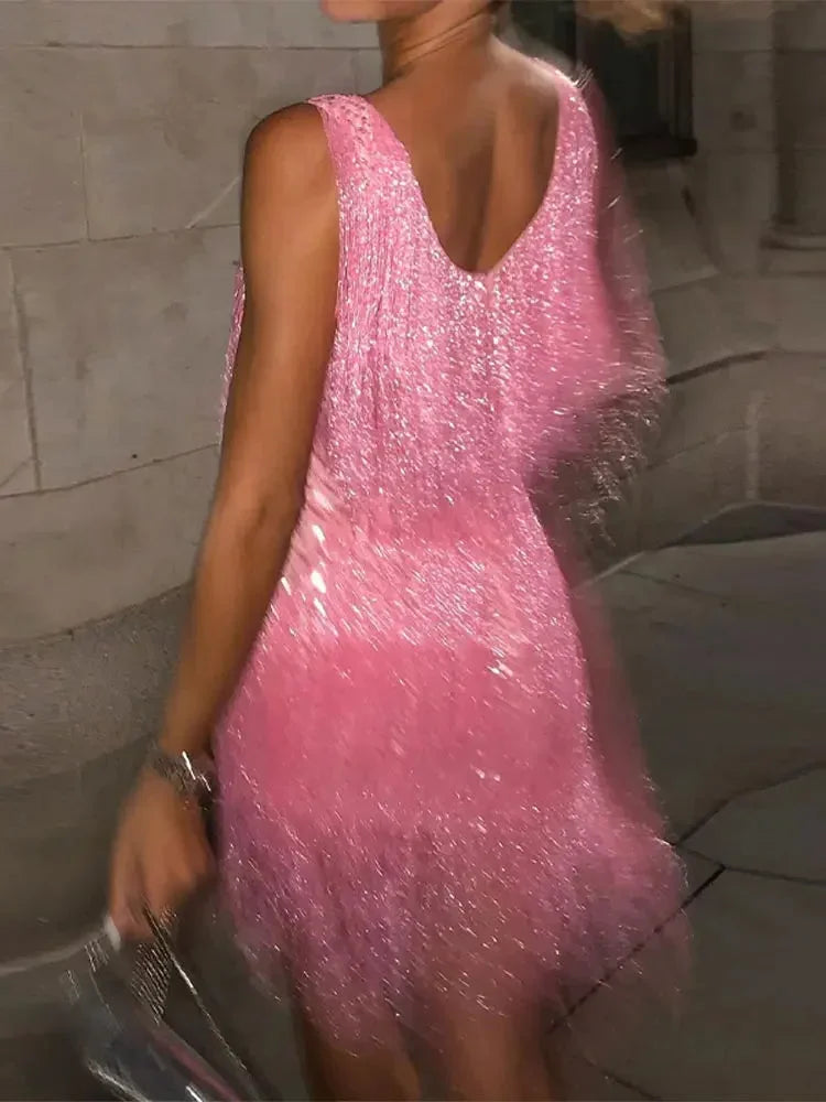 Sequin Fringe Mini Dress for Women