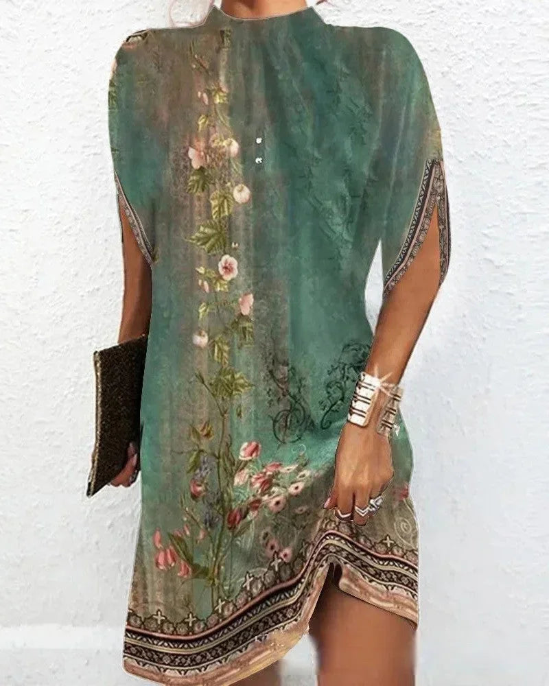 Draped High Neck Mini Dress for Women