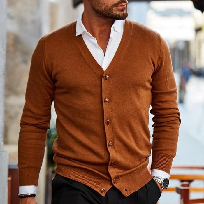 Knit Button Front Vest for Men