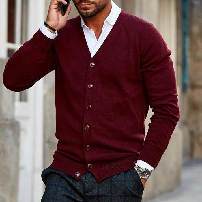 Knit Button Front Vest for Men