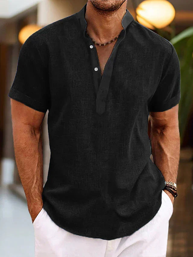 Short Sleeve Henley Shirt for Men