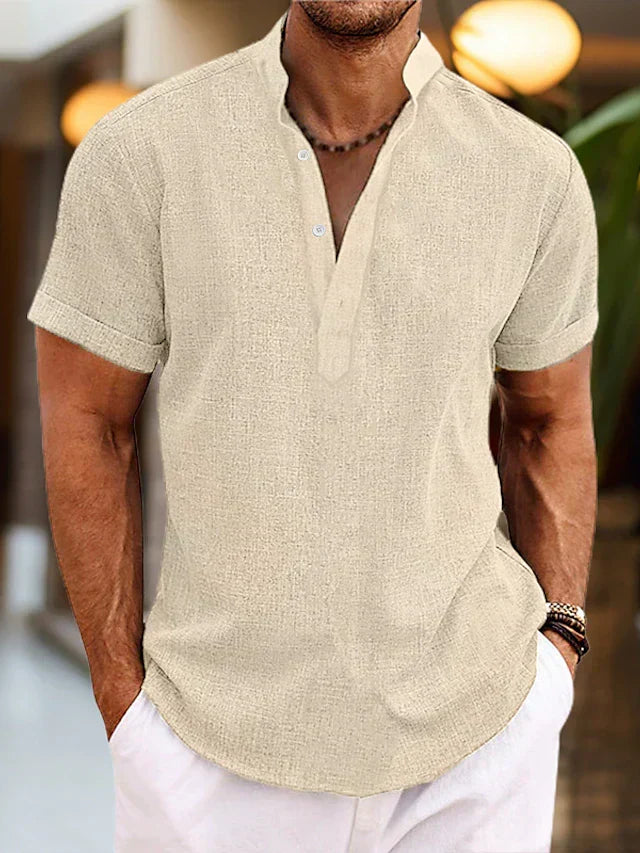 Short Sleeve Henley Shirt for Men